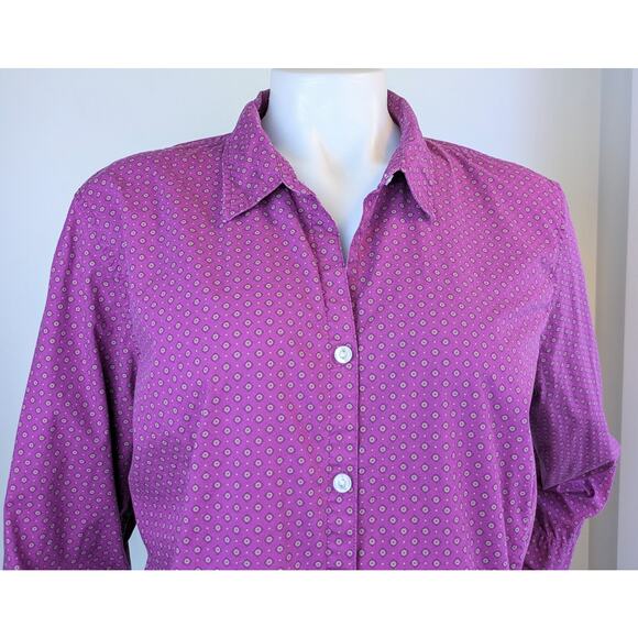 Eddie Bauer Womens Button Down Shirt XXL Purple Geometric 3/4 Sleeve
Preppy - Picture 2 of 11